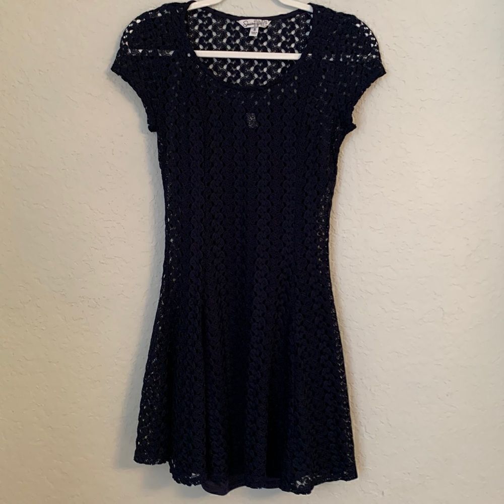 SPEECKLESS Dark Blue Crochet Type Dress Size S